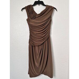 Adrianna Papell Draped Cocktail Slinky Midi Dress